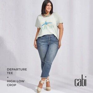 CABI Departure Tee in Sky High (Light Green) Sz S #6124 NWOT